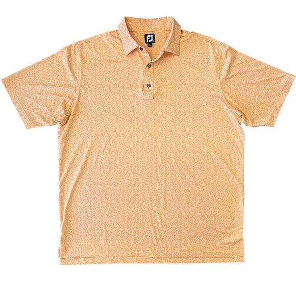 FootJoy Polo Shirt Mens XL Floral Print Golf Performance Stretch Orange Wicking - Picture 2 of 10